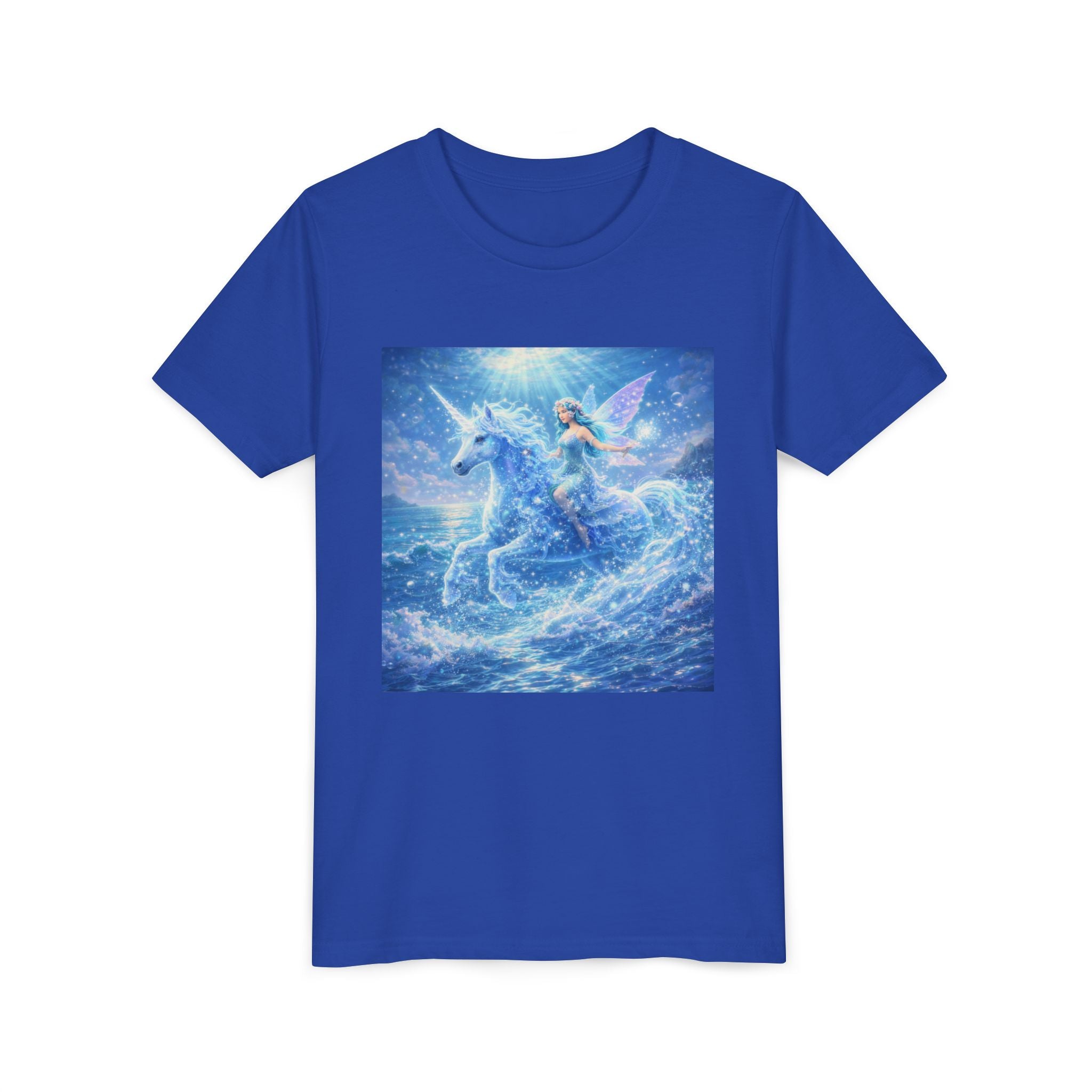 Kids Unicorn Fairy Tee — Magical Blue Pegasus Graphic Youth T-Shirt