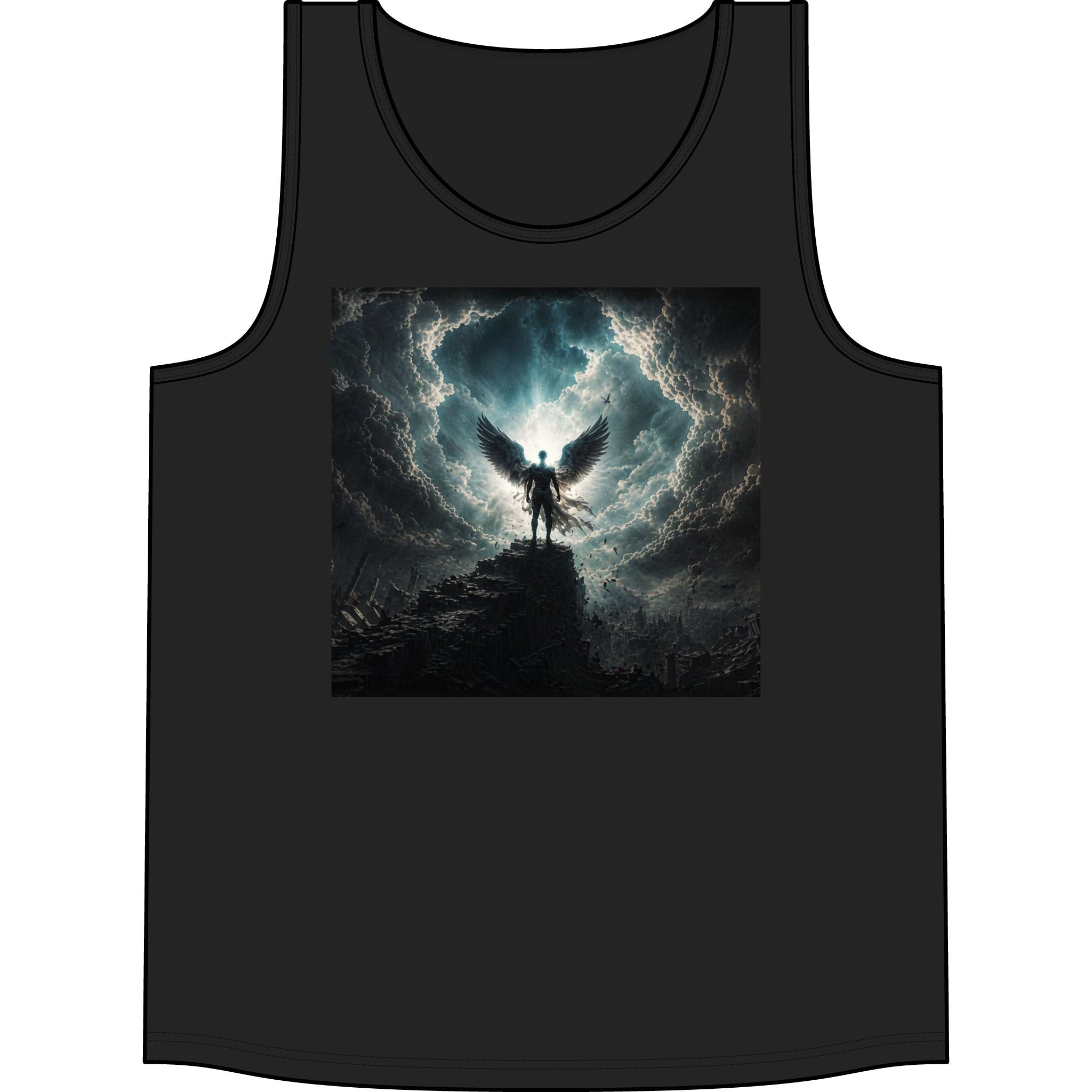 Angel of Thunder Graphic Tank Top — Dark Winged Warrior Concert Tee