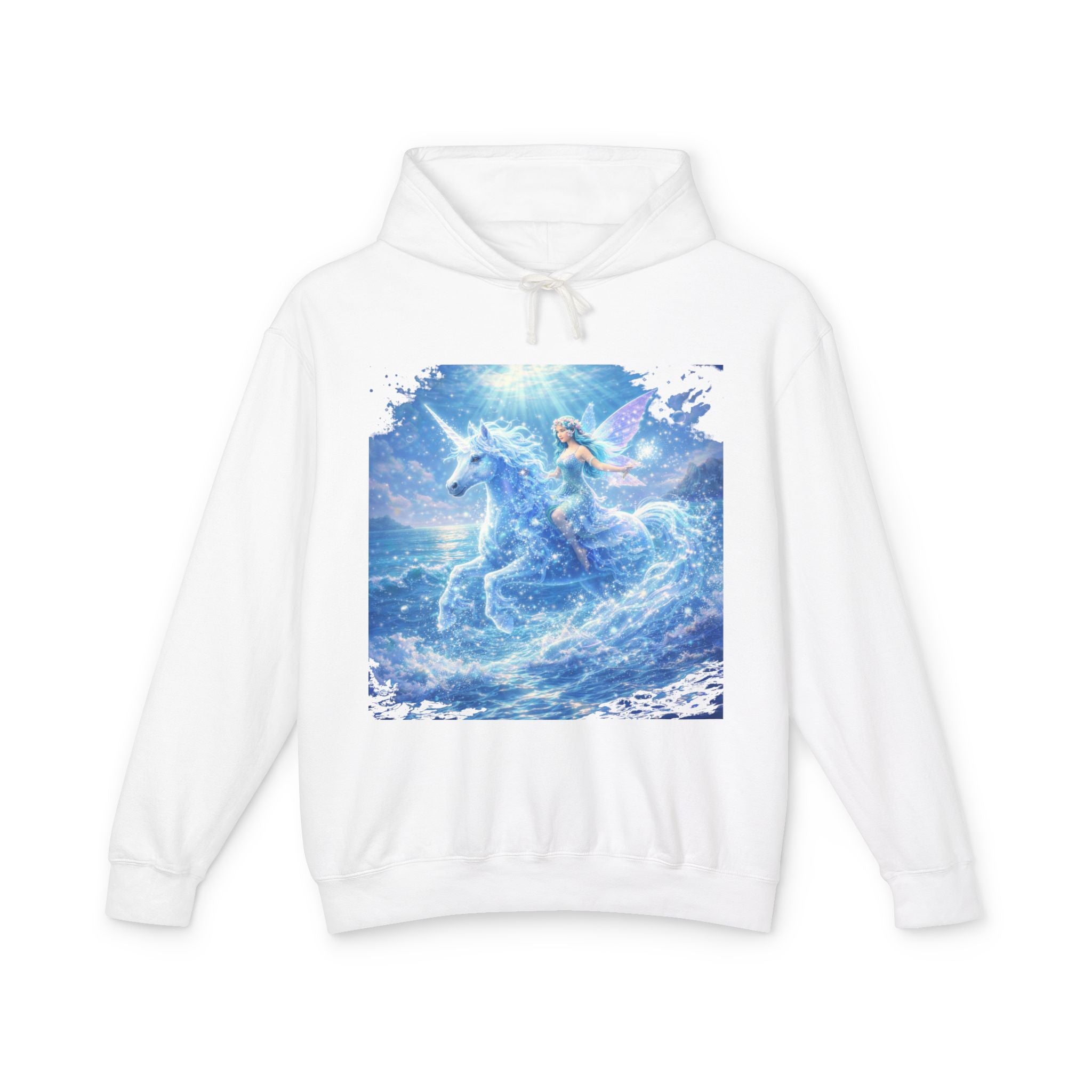 Fantasy Unicorn Hoodie — Mermaid Riding a Sea Unicorn Graphic Sweatshirt