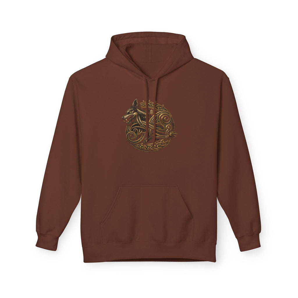 Norse mythology wolve Hoodie – Earth-Tone Celtic Wolf Graphic Pullover
