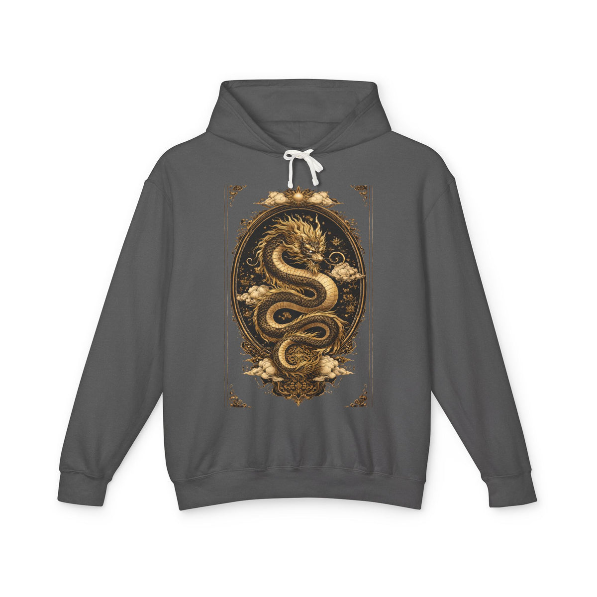 Golden Dragon Hoodie — Vintage Oriental Serpent Graphic Sweatshirt