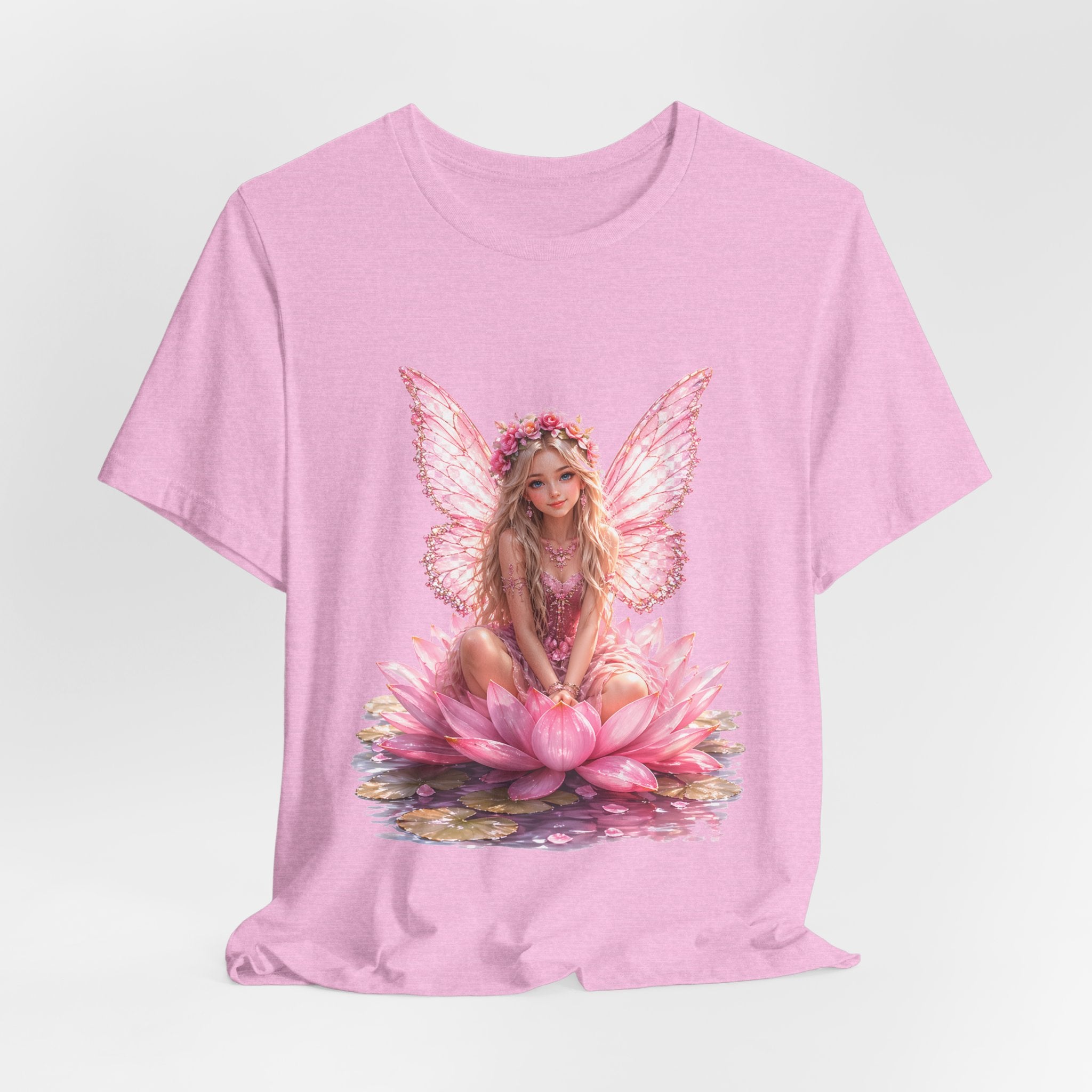 Pink Lotus Fairy T-Shirt — Floral Fairy Sitting on Lotus Graphic Tee