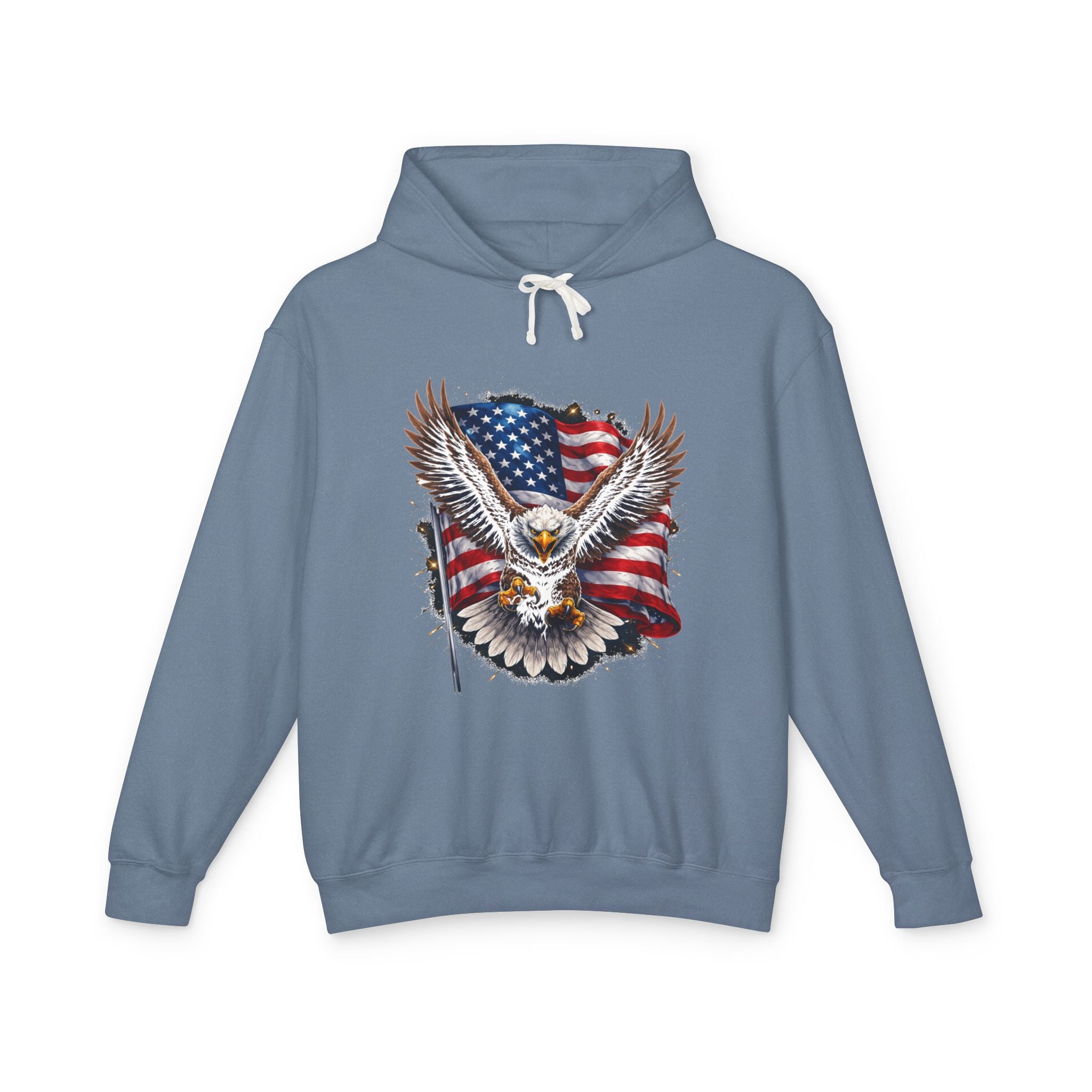 American Eagle Hoodie — Patriotic Bald Eagle with USA Flag Graphic