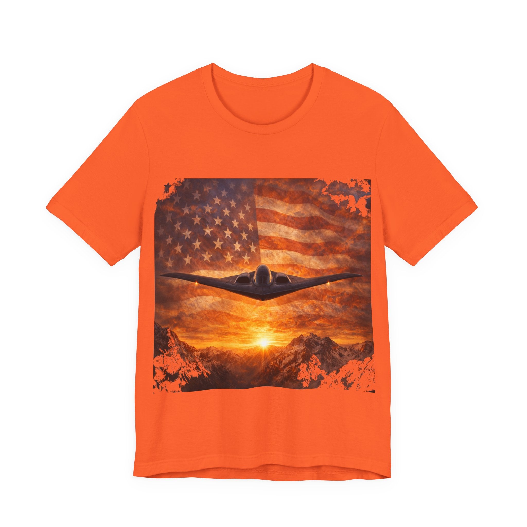 American Flag Bomber Plane T-Shirt — Patriotic Military Aviation Tee