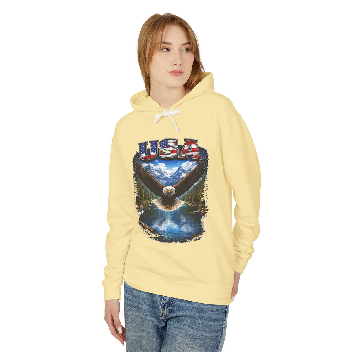 USA Eagle Hoodie — Patriotic Bald Eagle Graphic Hooded Sweatshirt