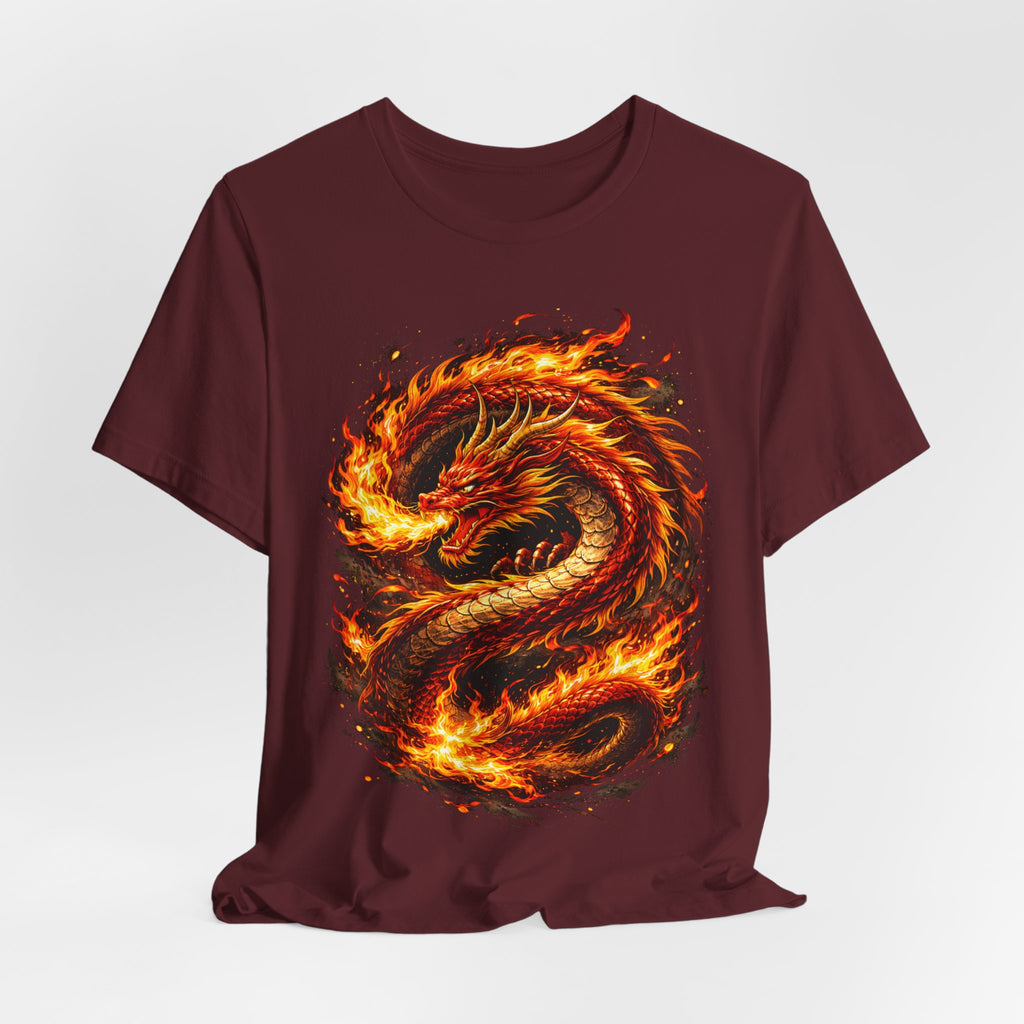 Flaming Dragon T-Shirt — Fiery Eastern Dragon Graphic Tee