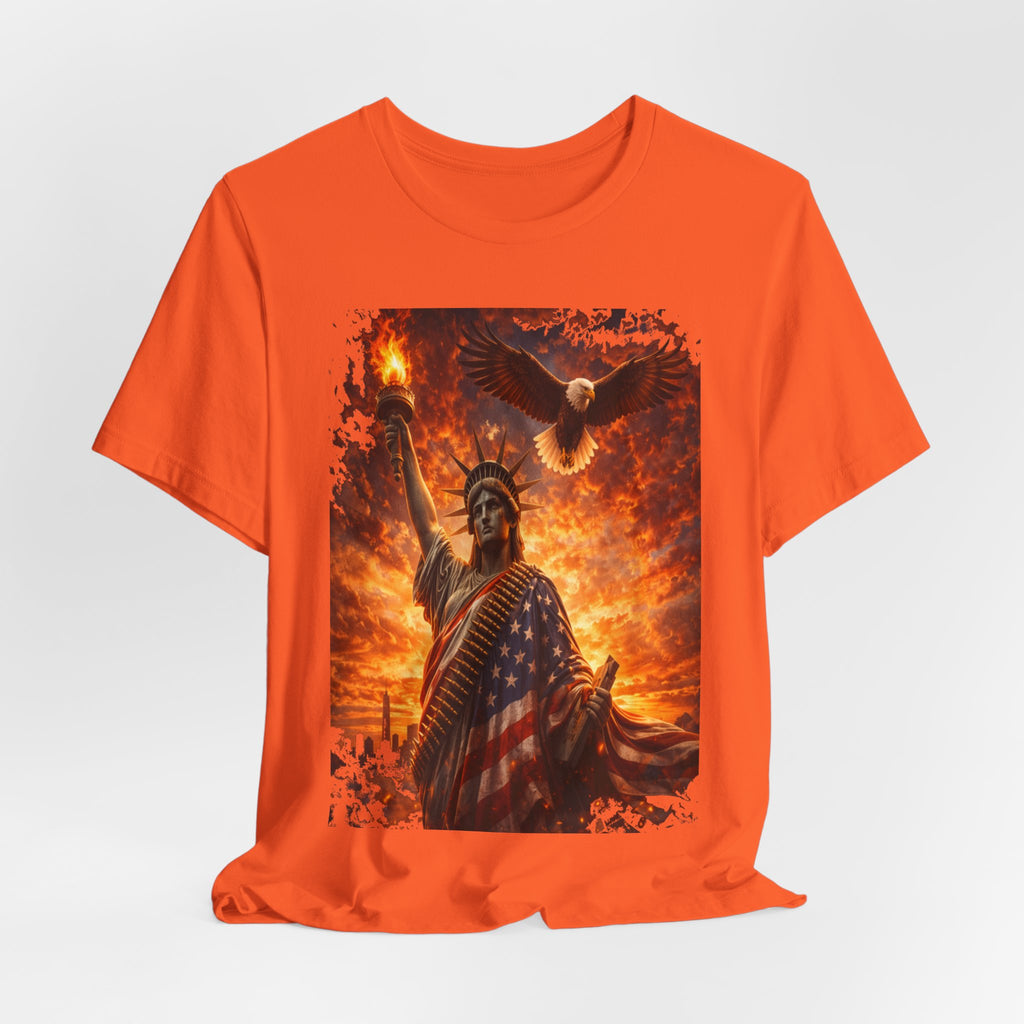 Liberty & Pride T-Shirt — Statue of Liberty with American Flag and Dove