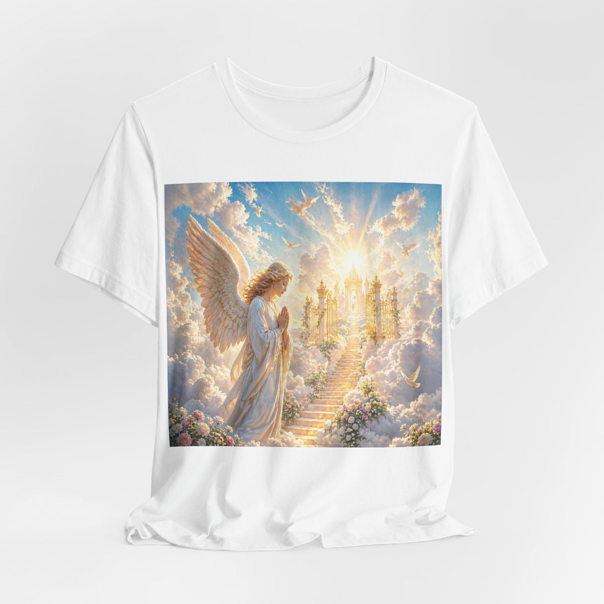 Heavenly Angel Stairway T-Shirt — Serene Christian Faith Tee