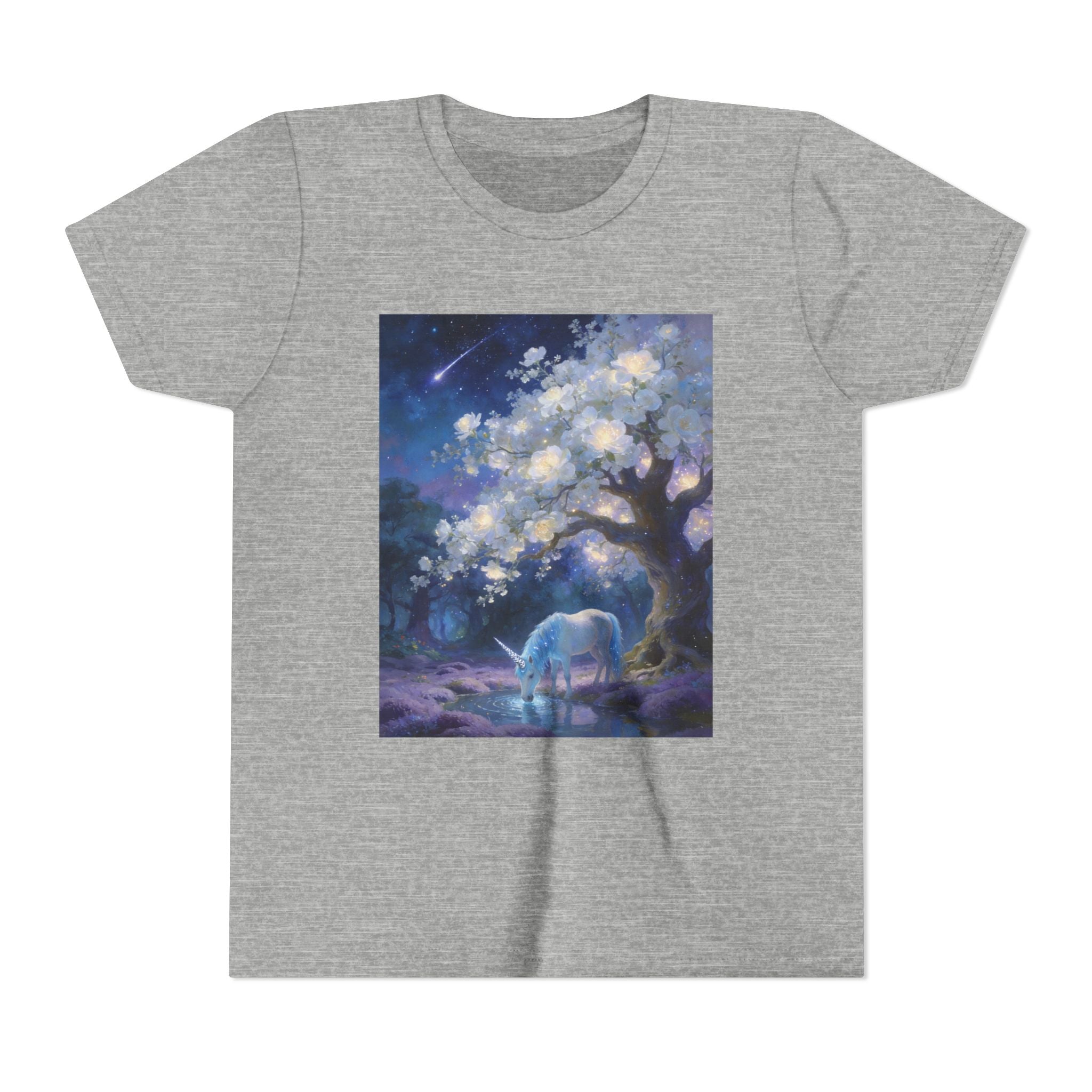 Youth Tee — Magical Night Unicorn Under Starry Tree
