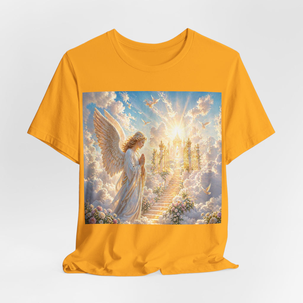 Heavenly Angel Stairway T-Shirt — Serene Christian Faith Tee