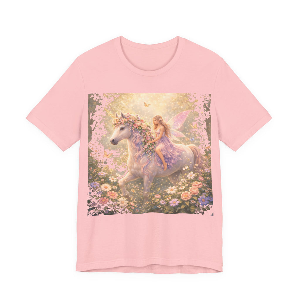 Fairy and Unicorn Tee — Whimsical Garden Fantasy T-Shirt