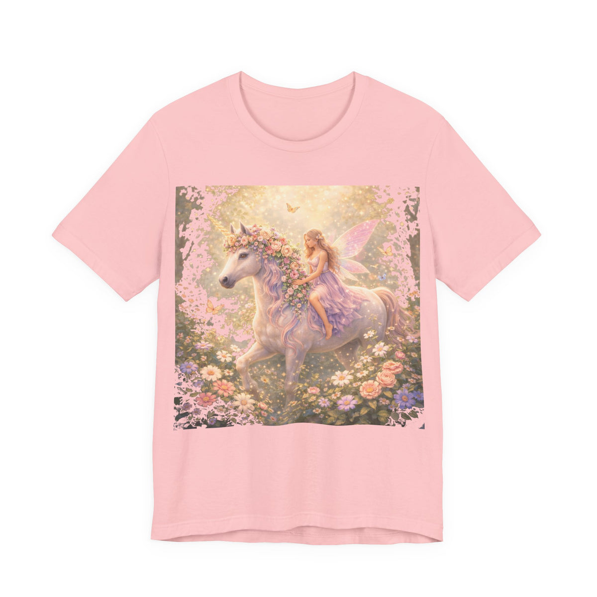 Fairy and Unicorn Tee — Whimsical Garden Fantasy T-Shirt