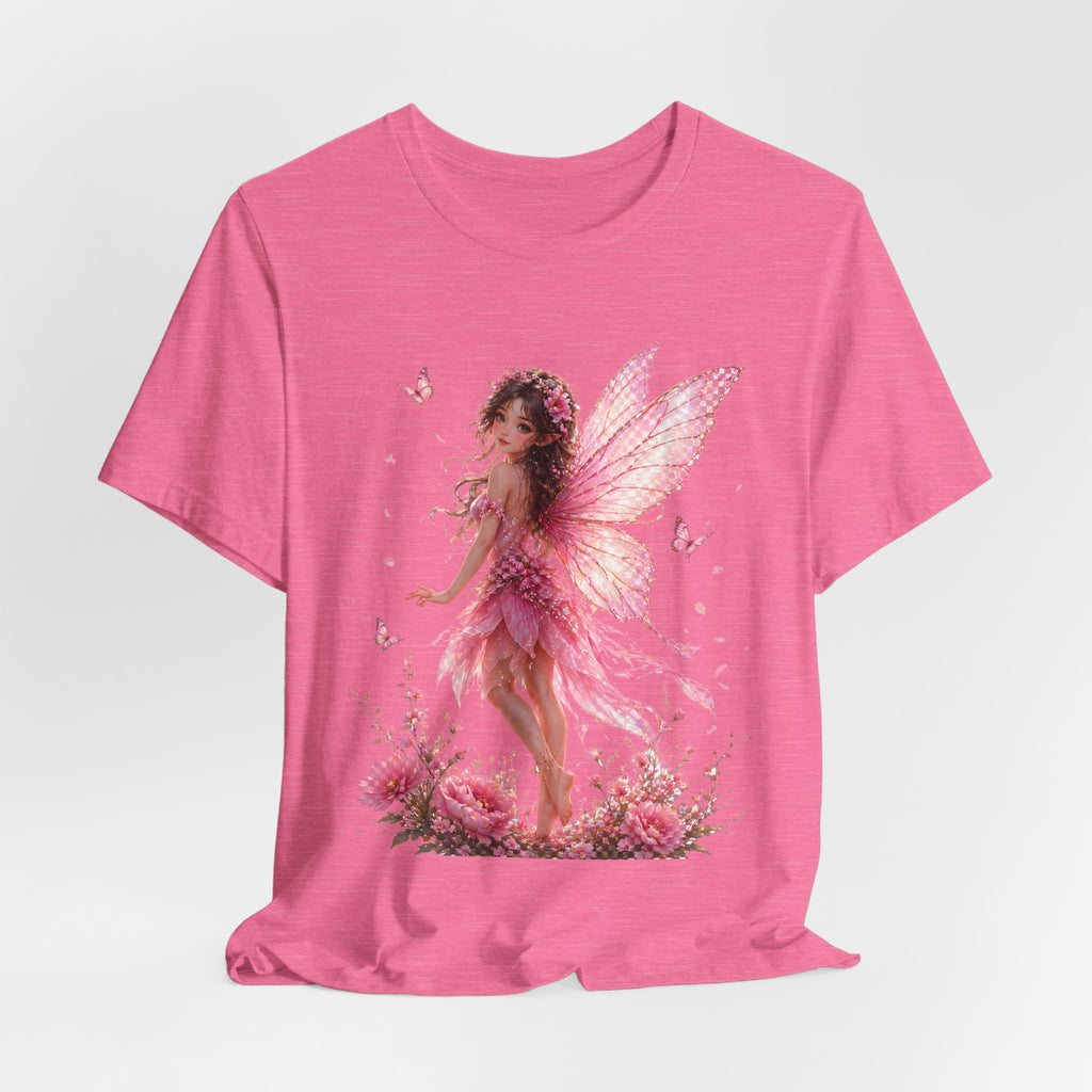 Fairy Wings T‑Shirt — Pink Floral Fantasy Fairy Tee for Women & Girls