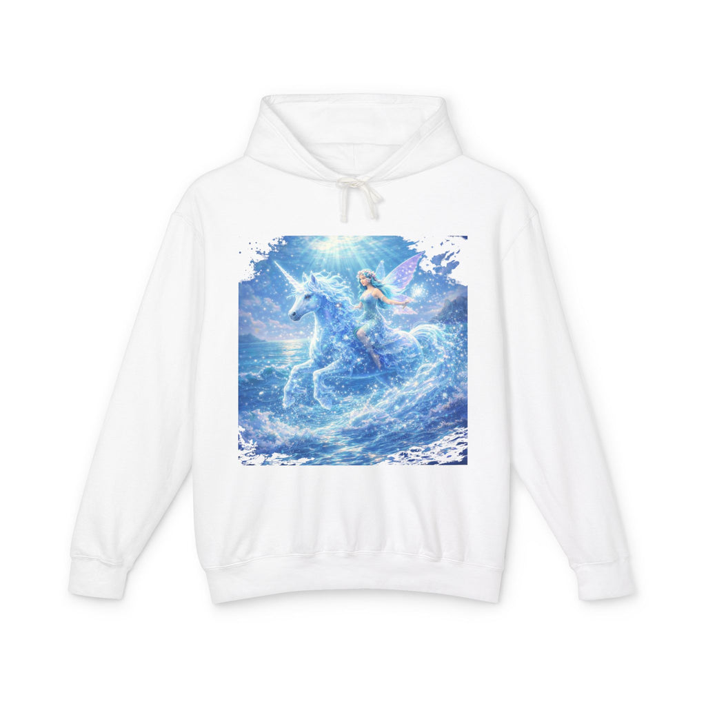 Fantasy Unicorn Hoodie — Mermaid Riding a Sea Unicorn Graphic Sweatshirt
