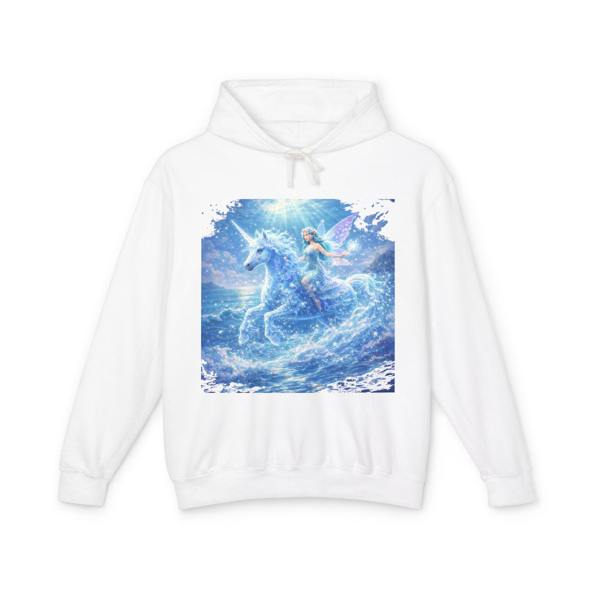 Fantasy Unicorn Hoodie — Mermaid Riding a Sea Unicorn Graphic Sweatshirt