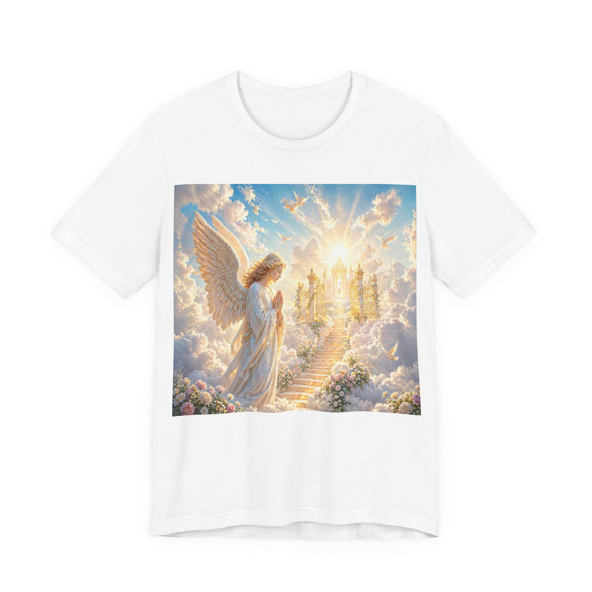 Heavenly Angel Stairway T-Shirt — Serene Christian Faith Tee