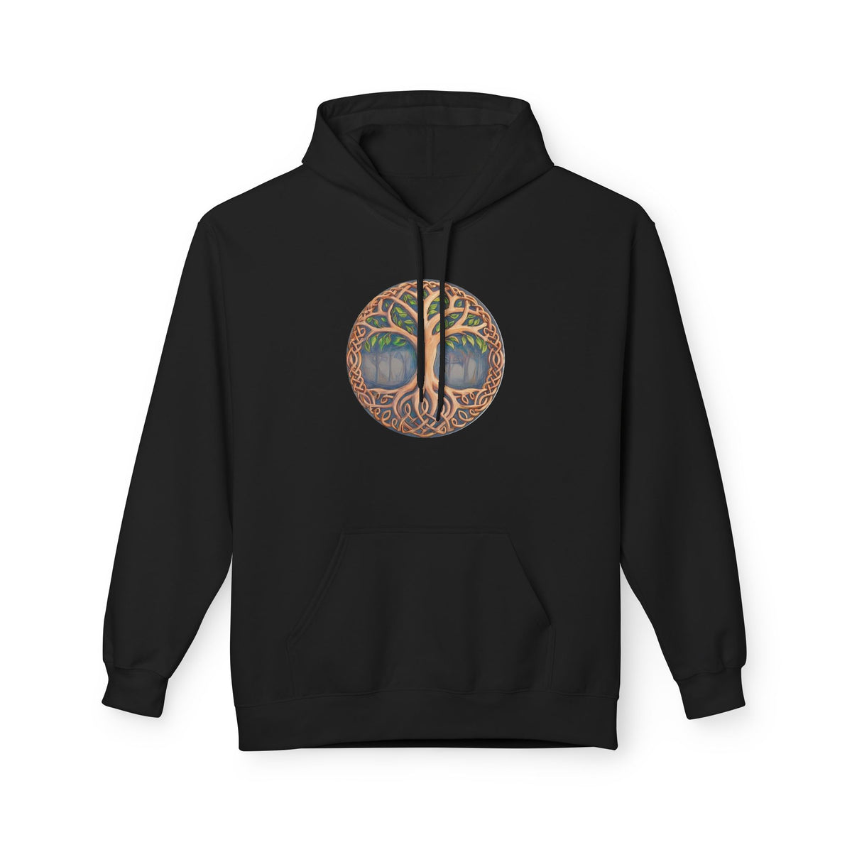 Yggdrasil Tree of Life Cotton Hoodie — Botanical Circle Art Sweatshirt