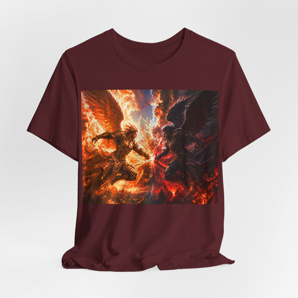 Angel vs Demon Battle T-Shirt — Fiery Fantasy Art Graphic Tee