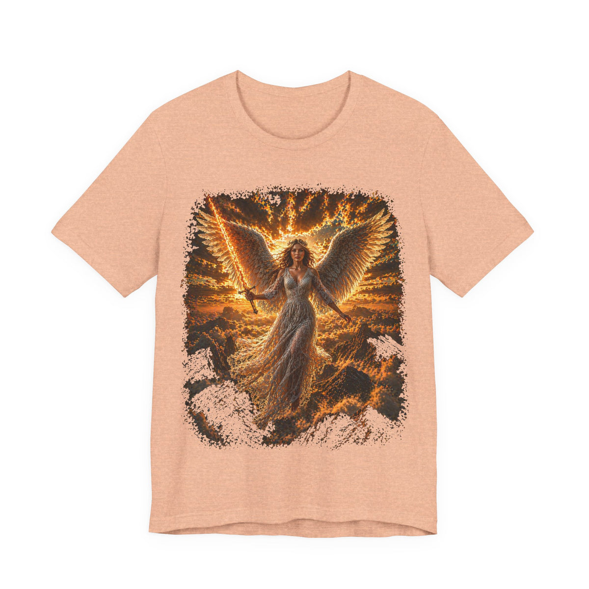 Angel Wings Graphic Tee — Fiery Guardian Angel Design