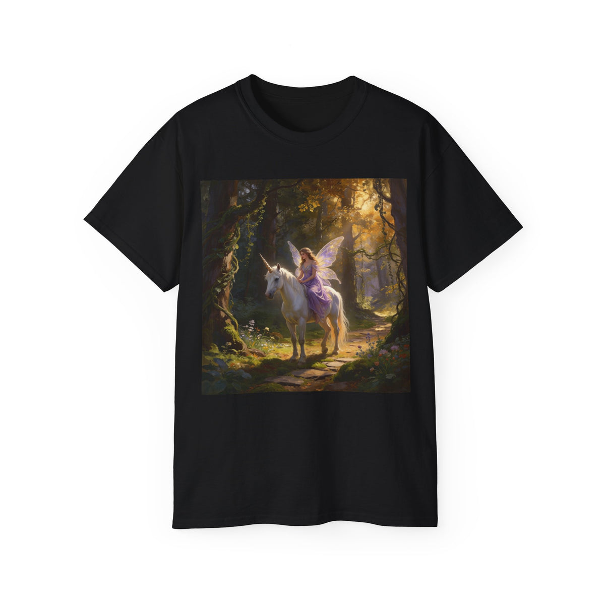 Magical Fairy/Unicorn Forest CottonTee — Fantasy Unicorn Shirt for Kids & Adults