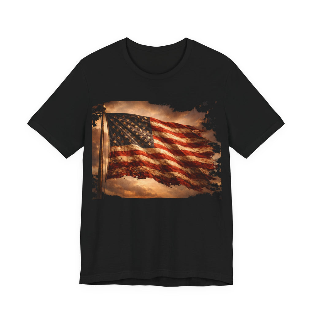Distressed American Flag T‑Shirt — Vintage Patriotic Tee for 4th of July & Veterans