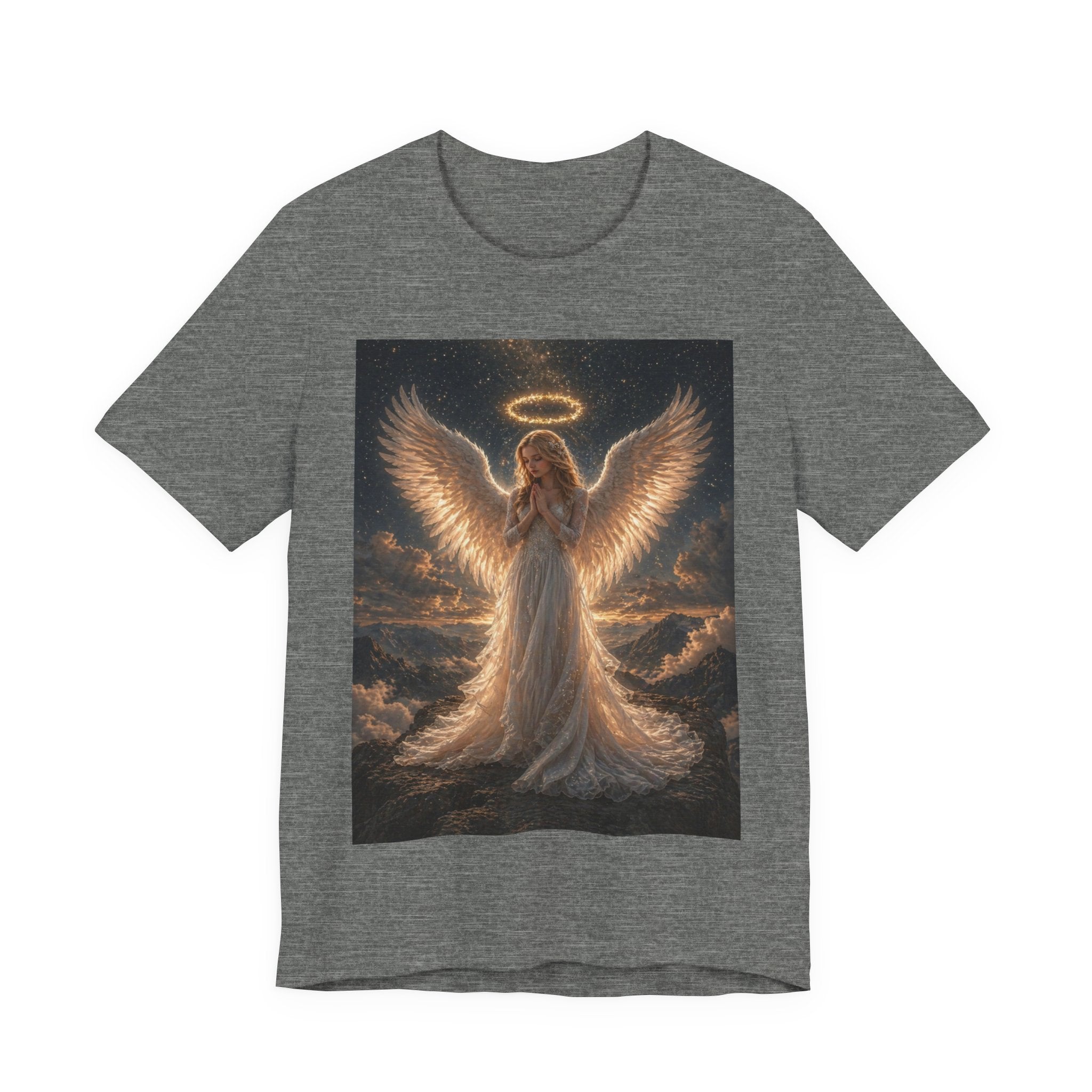 Angel Wings Graphic Tee — Glowing Halo Spiritual T-Shirt