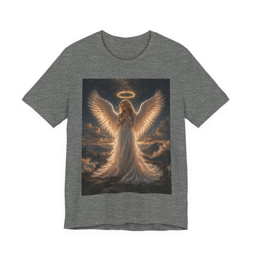Angel Wings Graphic Tee — Glowing Halo Spiritual T-Shirt