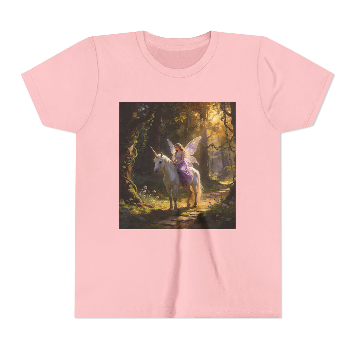 Youth Tee — Enchanted Unicorn & Fairy Forest Graphic