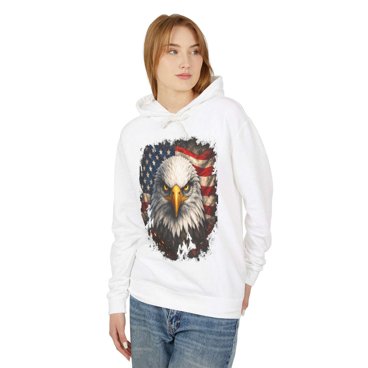 American Bald Eagle Hoodie — Patriotic Flag Graphic Sweatshirt
