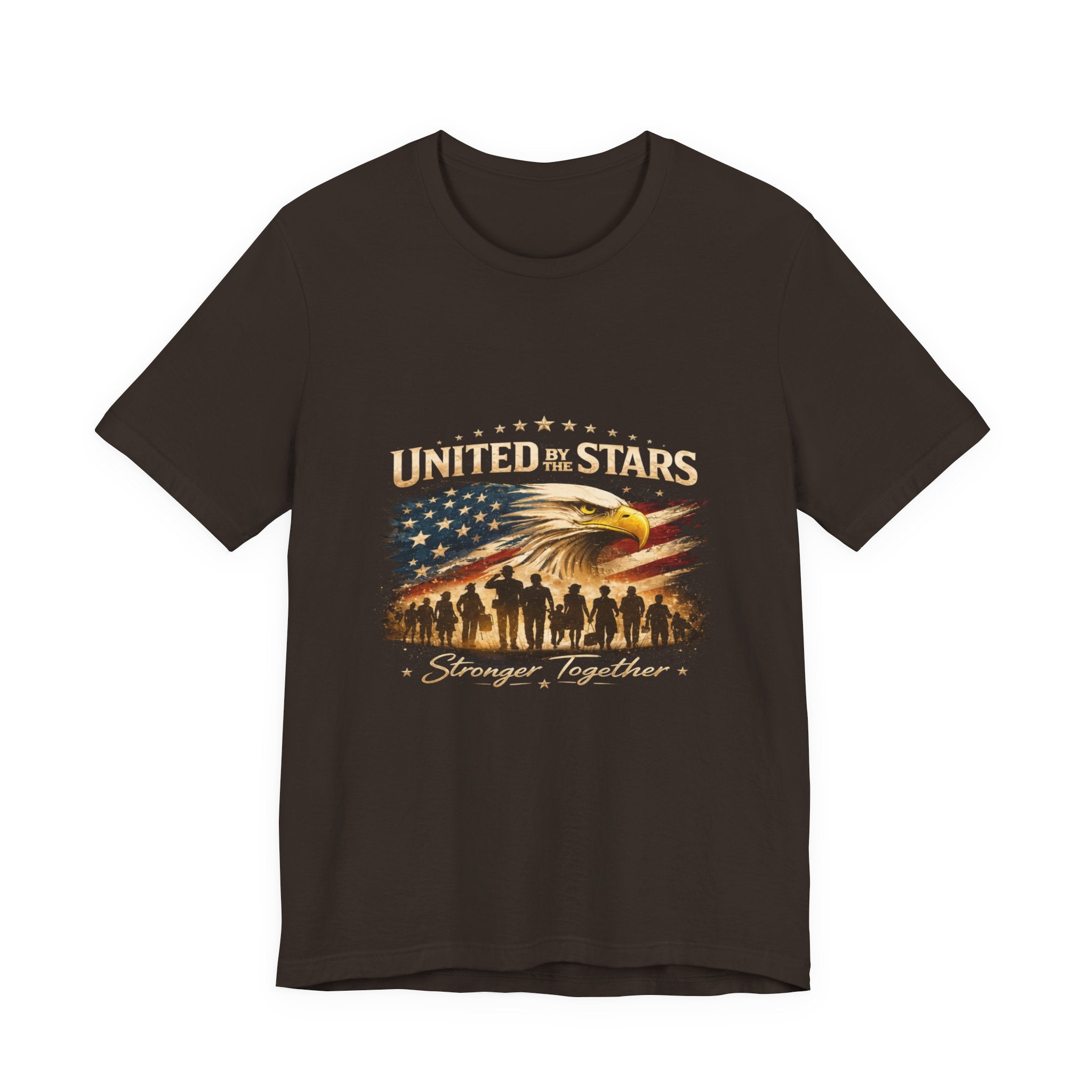 United We Stand T-Shirt – Patriotic Eagle & Soldiers “Stronger Together” Tee