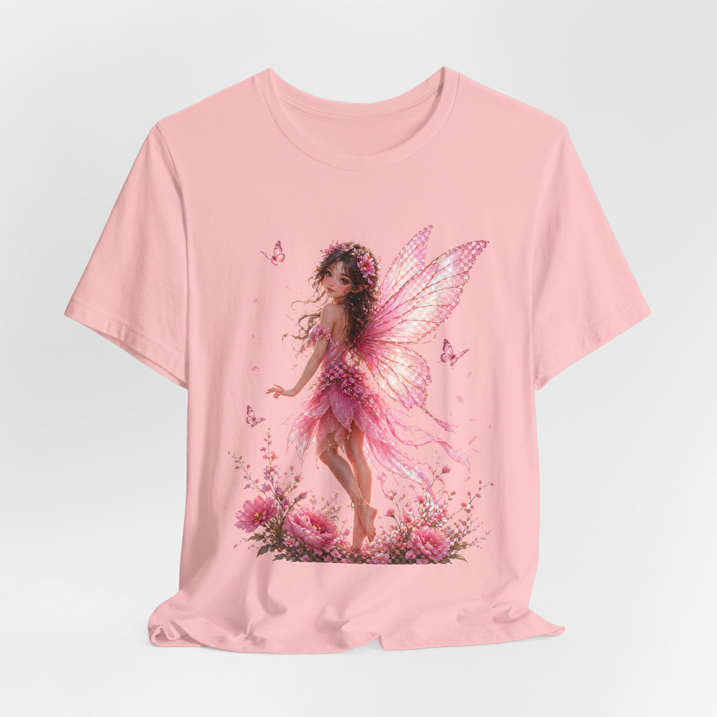 Fairy Wings T‑Shirt — Pink Floral Fantasy Fairy Tee for Women & Girls