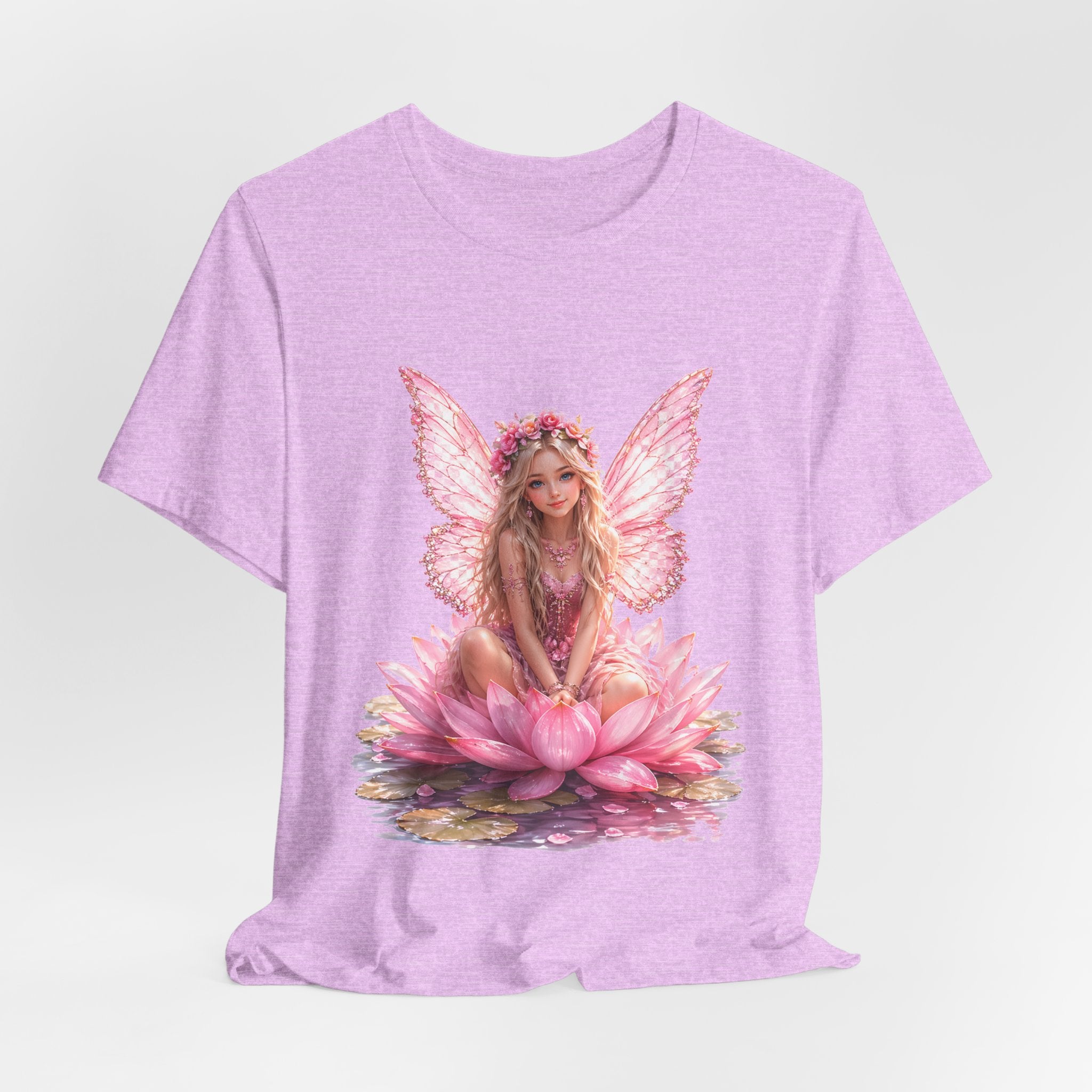 Pink Lotus Fairy T-Shirt — Floral Fairy Sitting on Lotus Graphic Tee