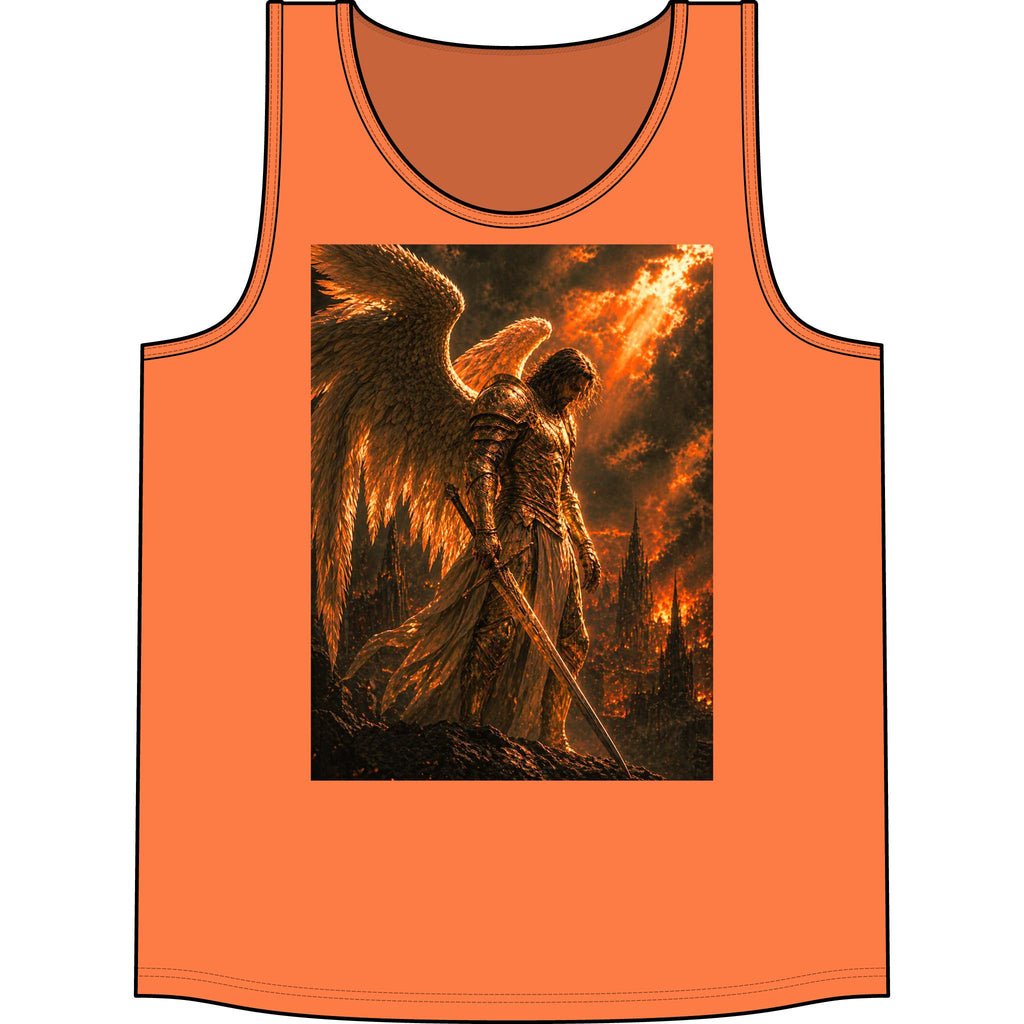 Fiery Fallen Angel Tank Top — Gothic Metal Concert Muscle Tee