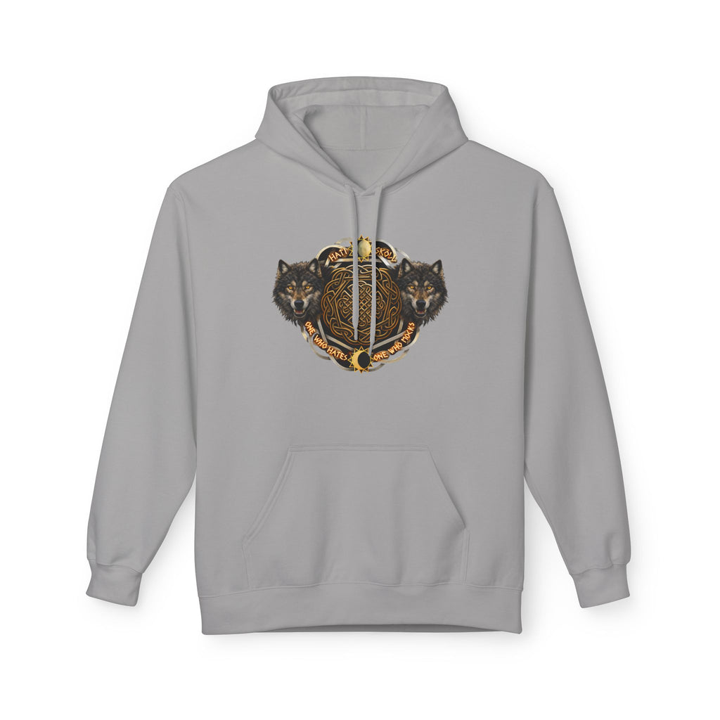 Skoll and Hati – The Wolves of the Sun and Moon-Hoodie — Rustic Wildlife Graphic Hooded Sweatshirt
