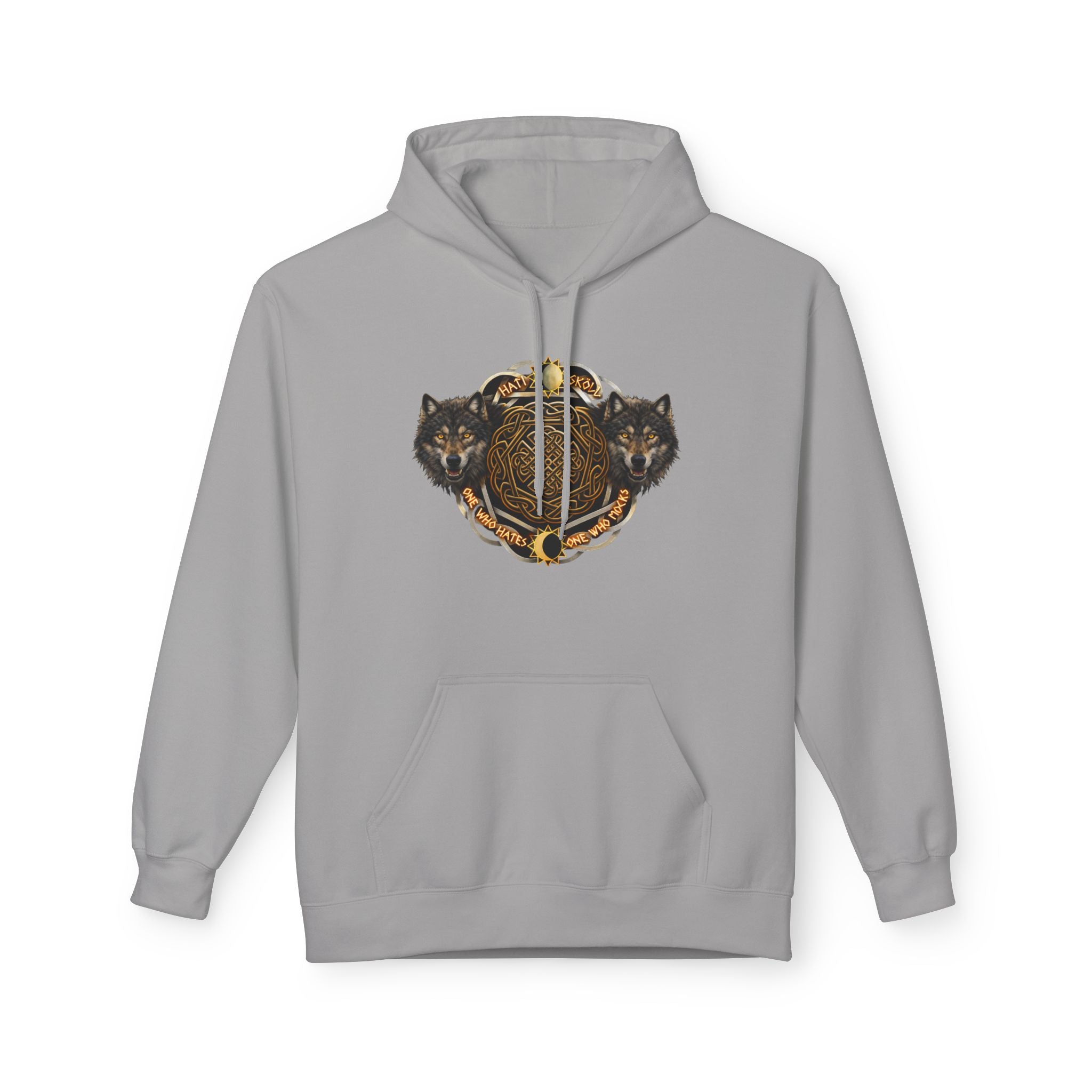 Skoll and Hati – The Wolves of the Sun and Moon-Hoodie — Rustic Wildlife Graphic Hooded Sweatshirt