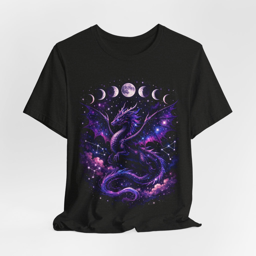 Celestial Moonphase Dragon T-Shirt — Purple Galaxy Fantasy Tee