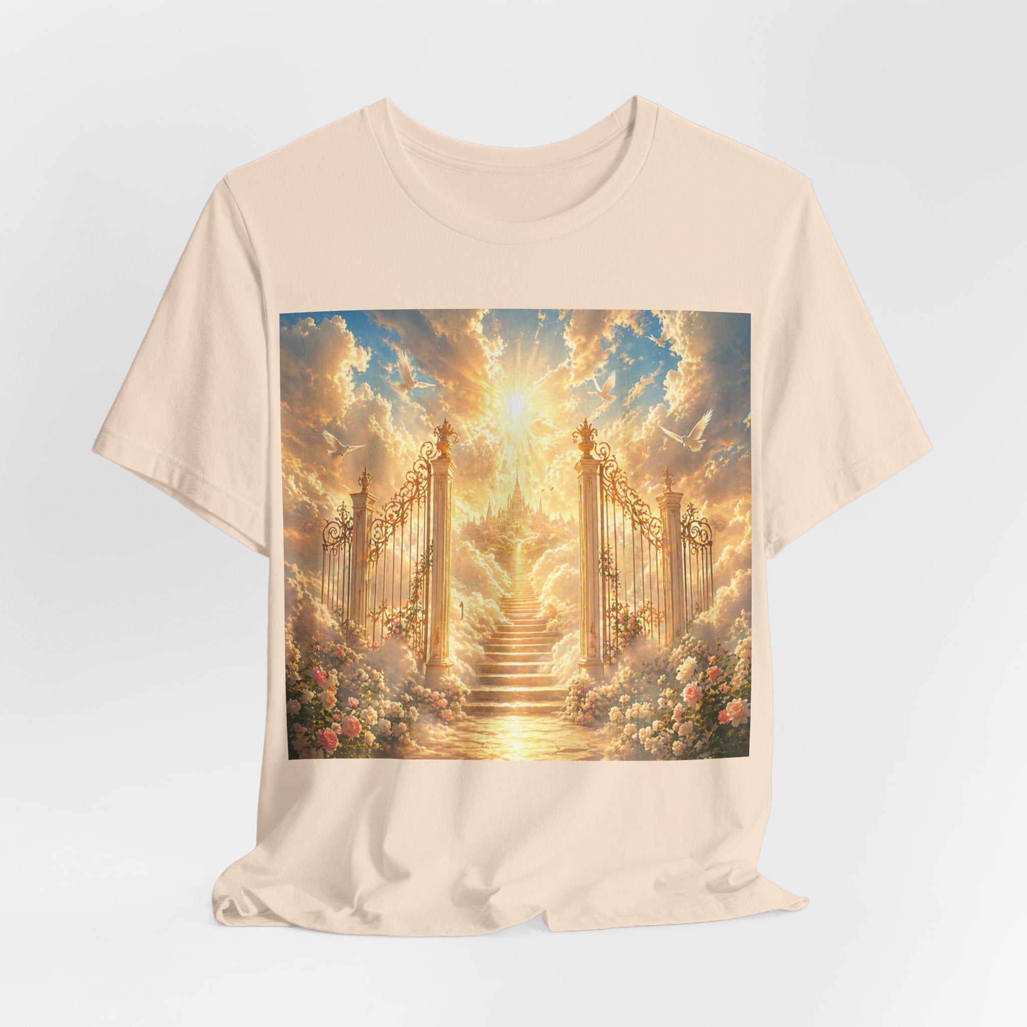Heavenly Gates Graphic Tee — Celestial Stairs & Sunlight T-Shirt