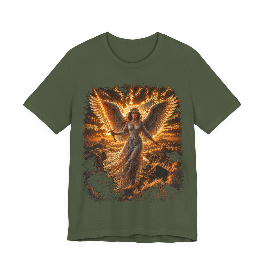 Angel Wings Graphic Tee — Fiery Guardian Angel Design