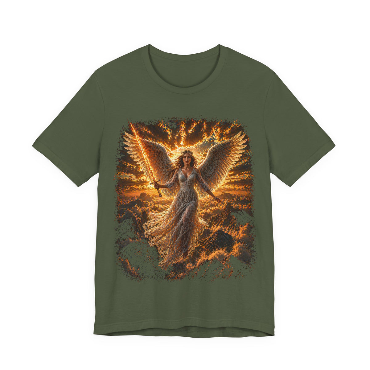 Angel Wings Graphic Tee — Fiery Guardian Angel Design