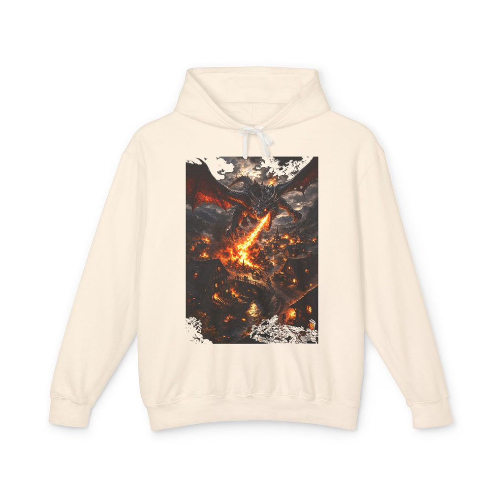 Dragon Fire Graphic Hoodie — Fantasy Lava Dragon Illustration Sweatshirt