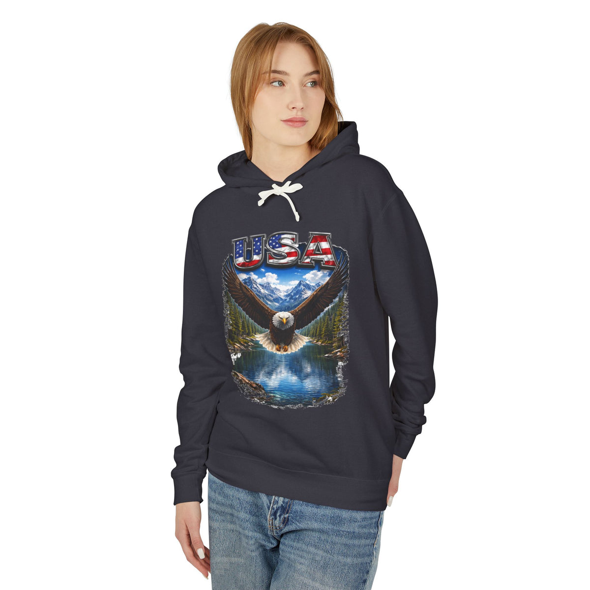 USA Eagle Hoodie — Patriotic Bald Eagle Graphic Hooded Sweatshirt