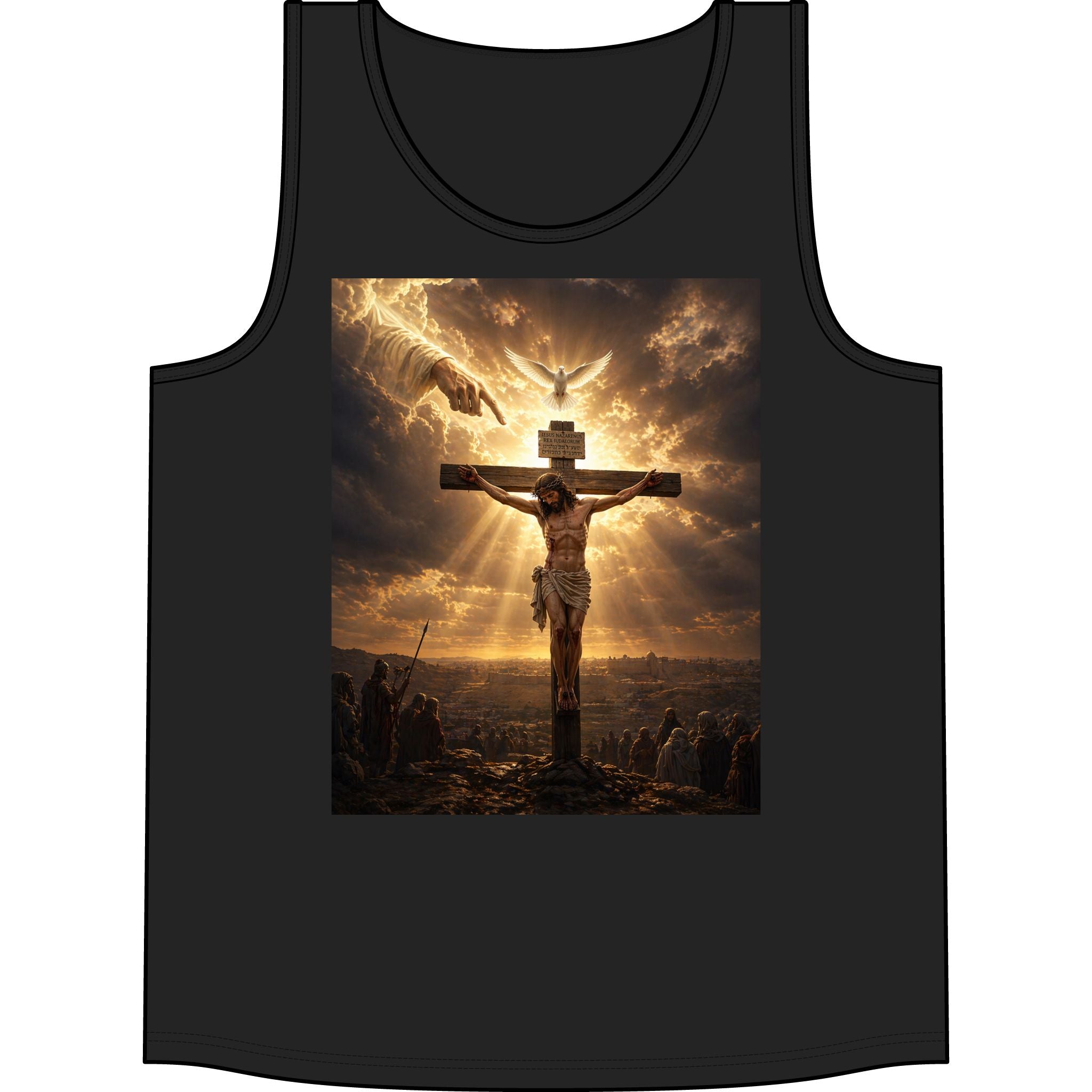 Christian Crucifix Tank Top — Jesus on the Cross with Radiant Light