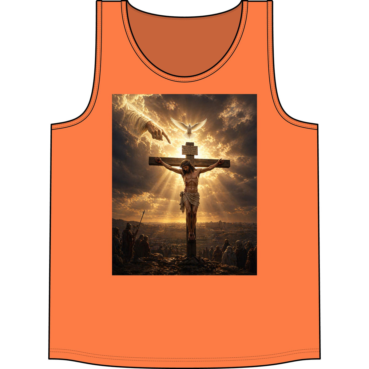 Christian Crucifix Tank Top — Jesus on the Cross with Radiant Light