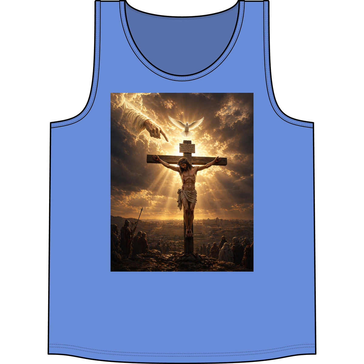 Christian Crucifix Tank Top — Jesus on the Cross with Radiant Light