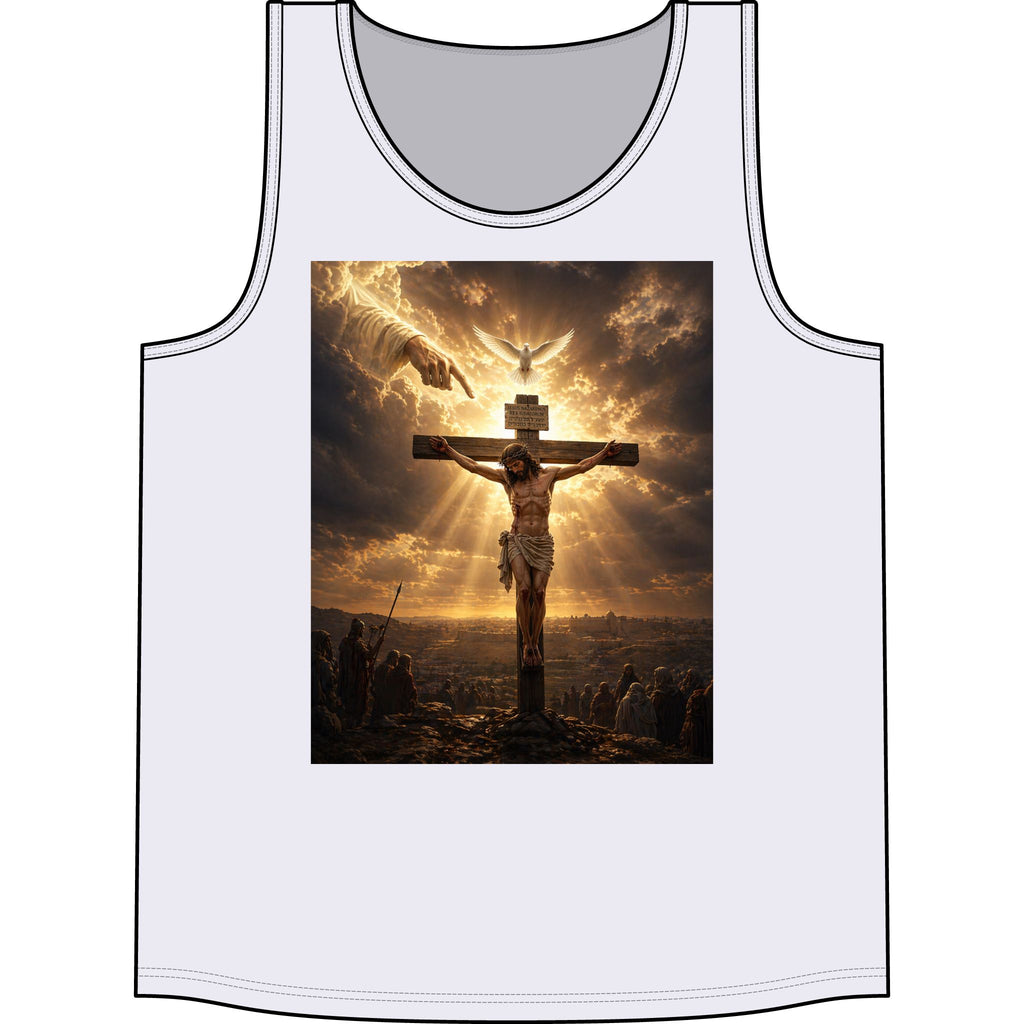 Christian Crucifix Tank Top — Jesus on the Cross with Radiant Light