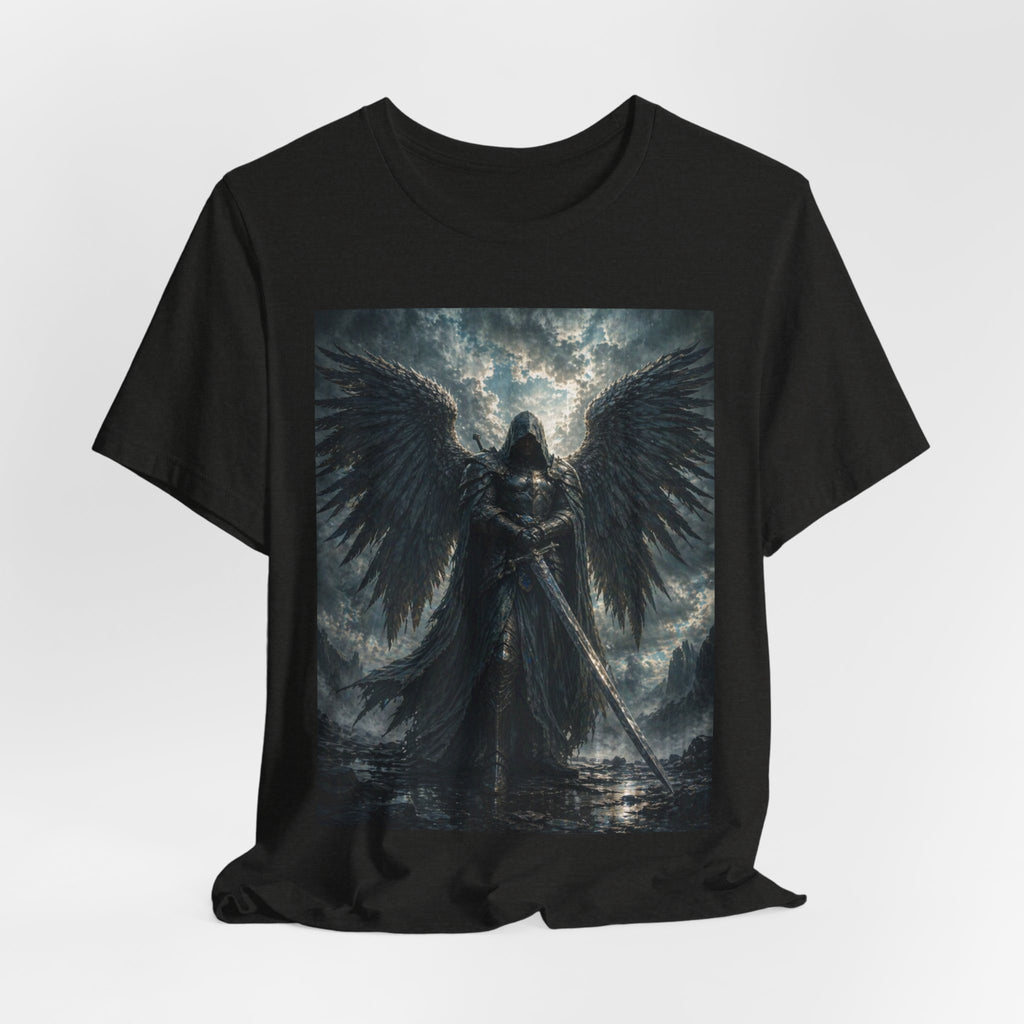 Dark Fallen Angel Graphic Tee — Gothic Warrior Angel T-Shirt