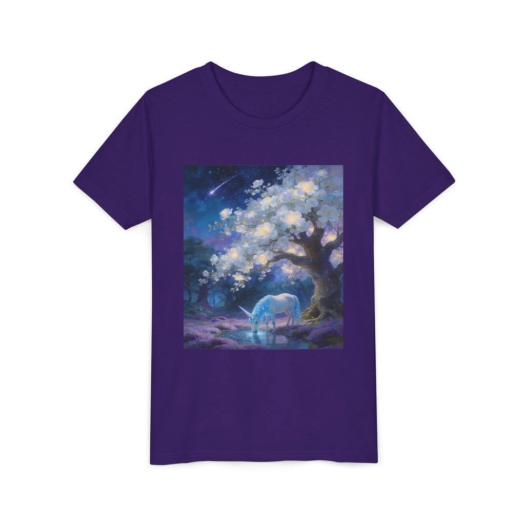 Youth Tee — Dreamy Moonlit Deer & Blossom Tree Graphic