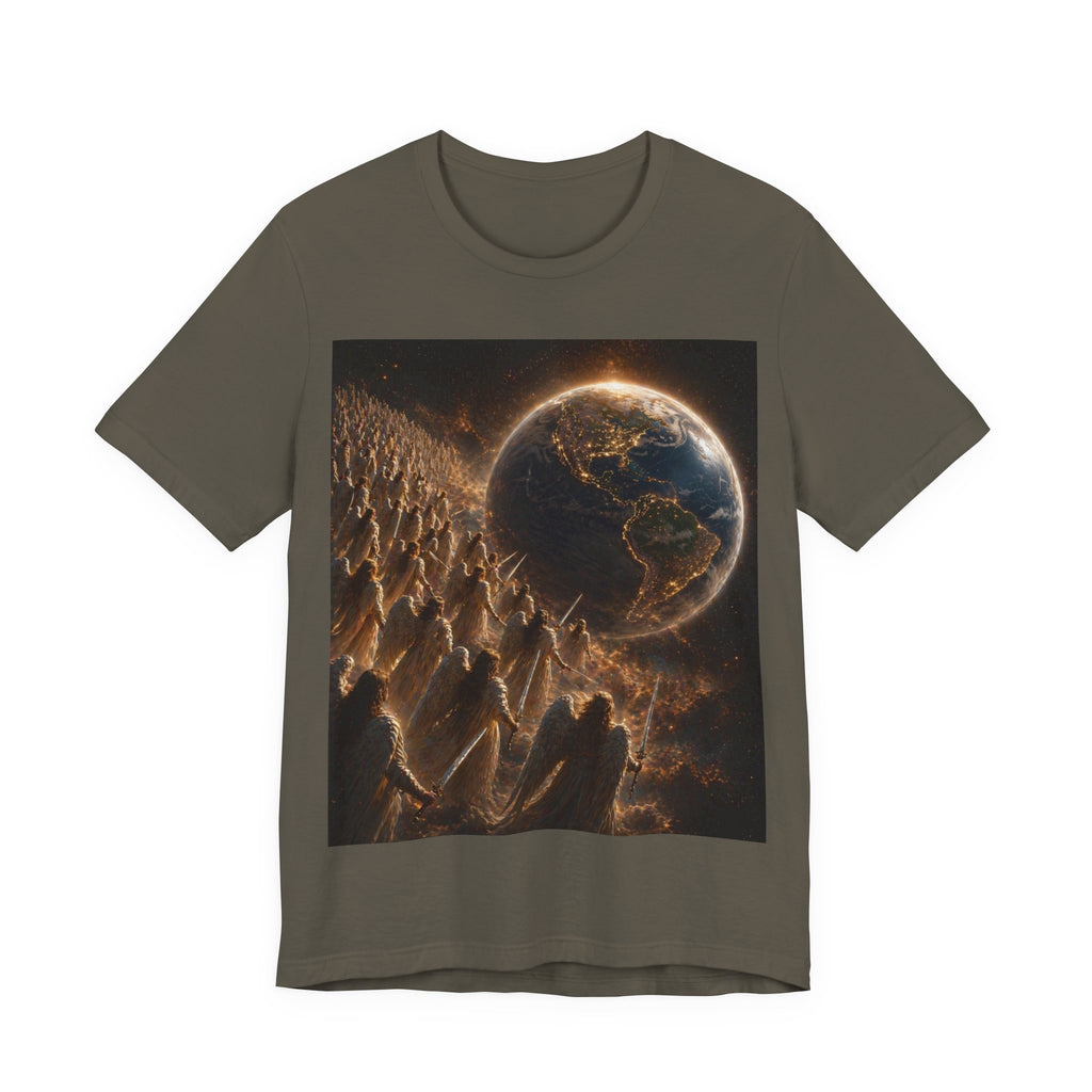 Earth Rise Graphic Tee — Glowing Planet & Mountainscape T-Shirt