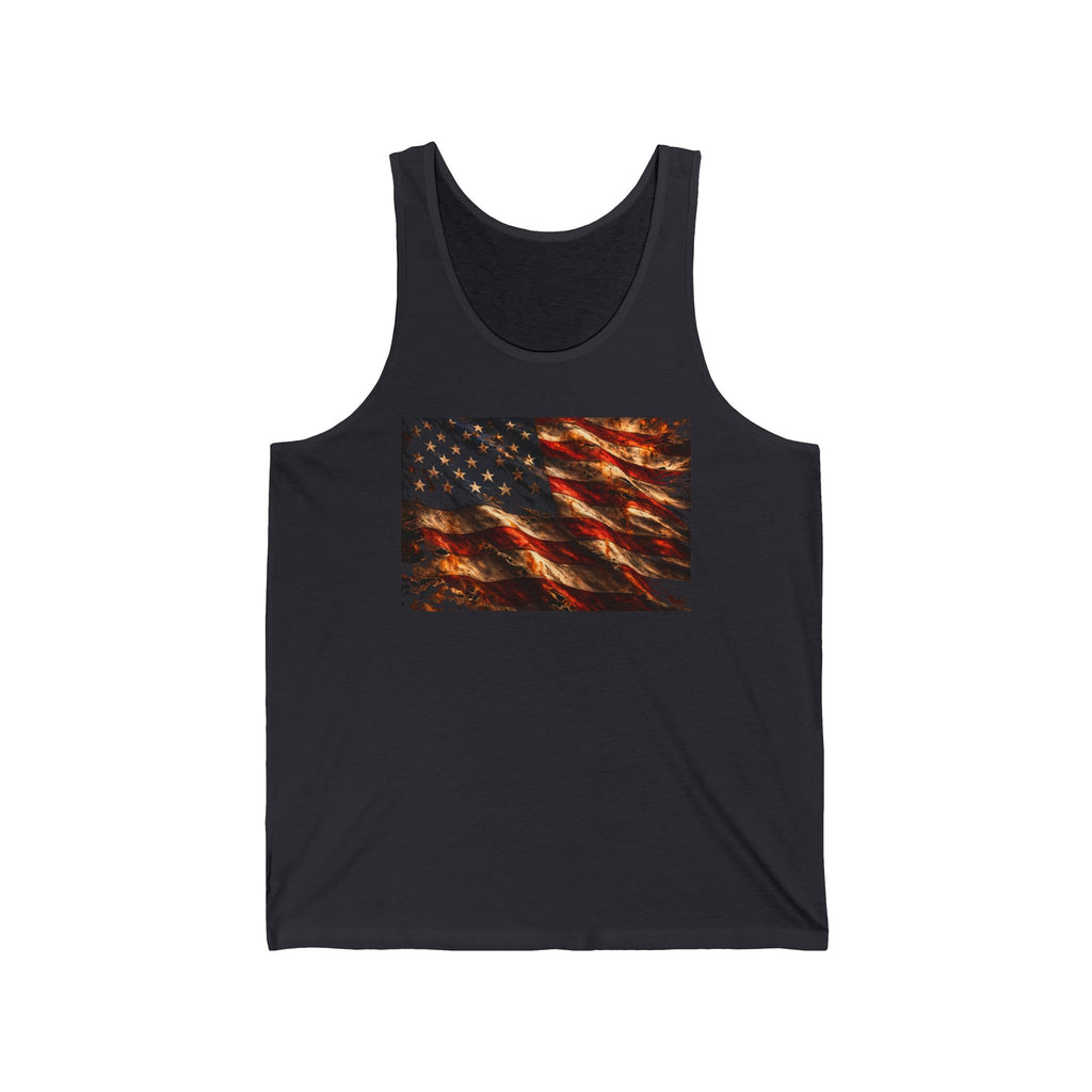 Distressed American Flag Tank Top — Patriotic USA Sleeveless Tee for 4th of July