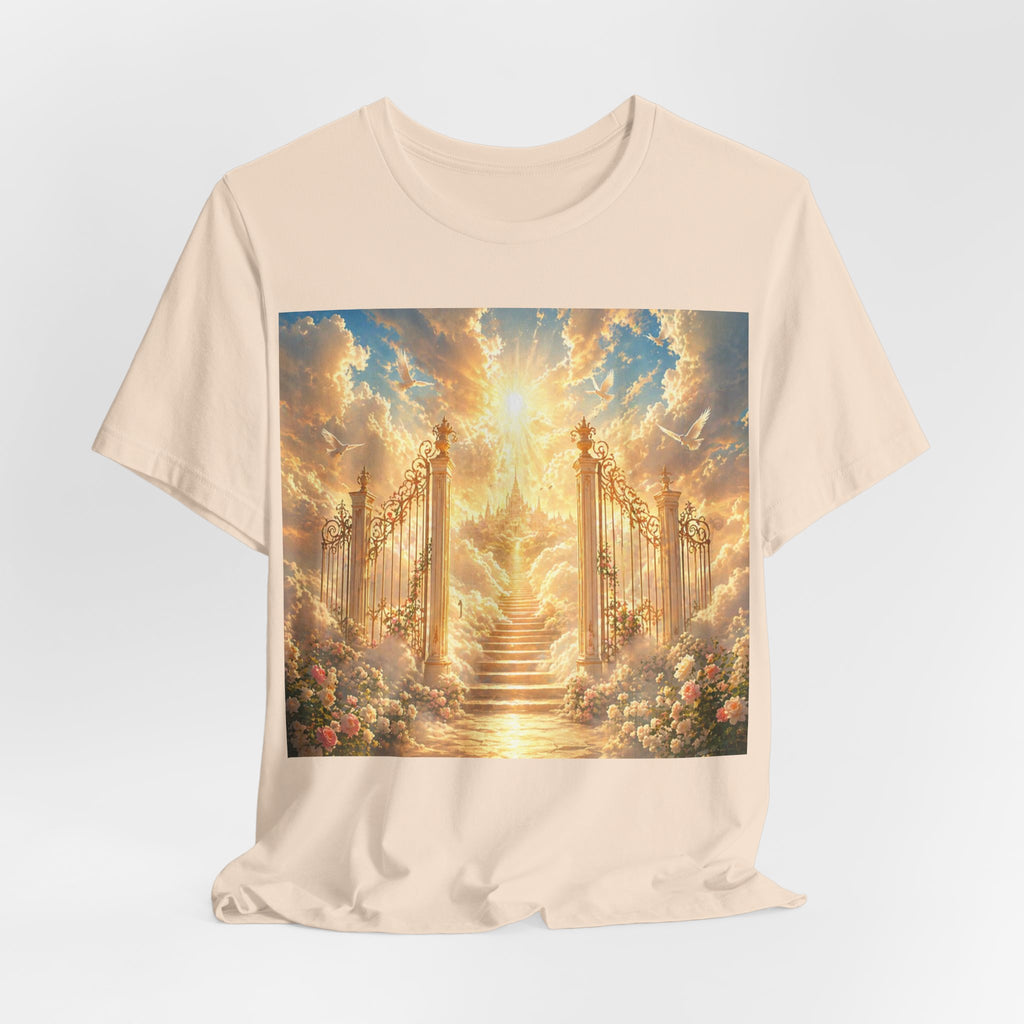 Heavenly Gates Graphic Tee — Celestial Stairs & Sunlight T-Shirt